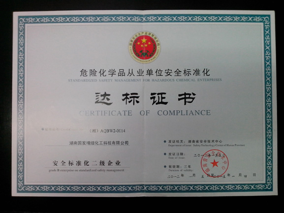 达标证书