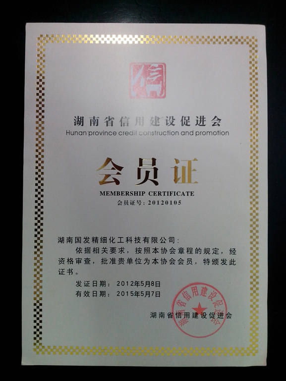 湖南省鑫甬建设促进会会员证